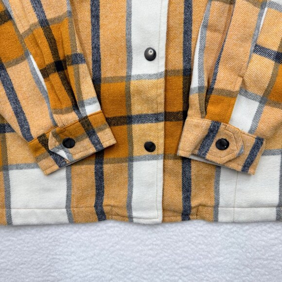 HFX Snap Front Orange Plaid Flannel Shacket Wool Blend Cabincore Outdoor Size M - Picture 3 of 11